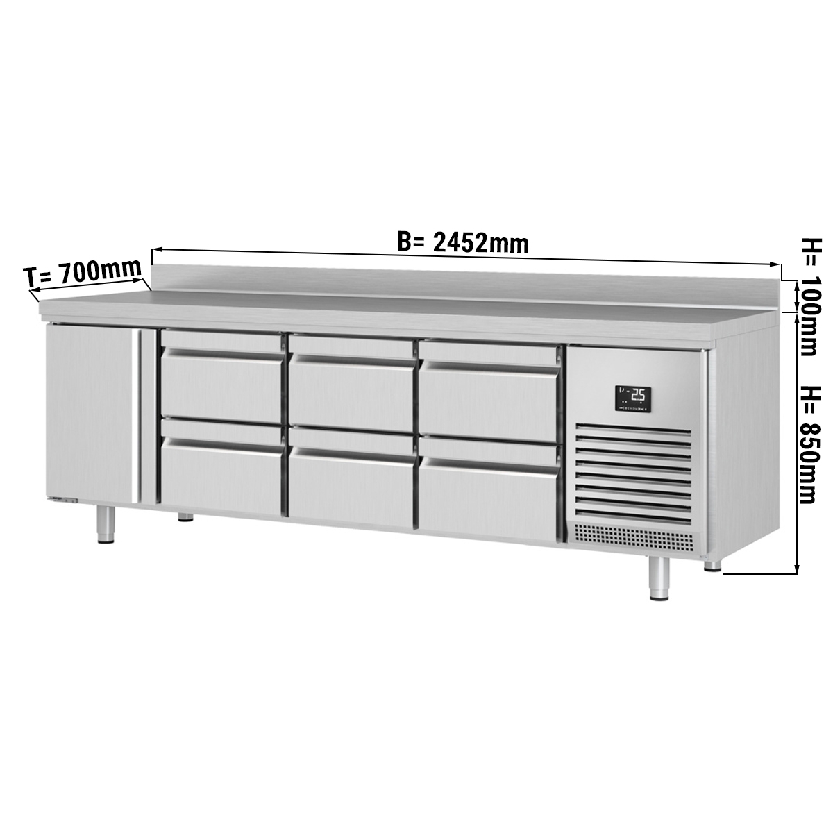 Refrigerated table (GN) - with 1 door and 6 drawers 1/2