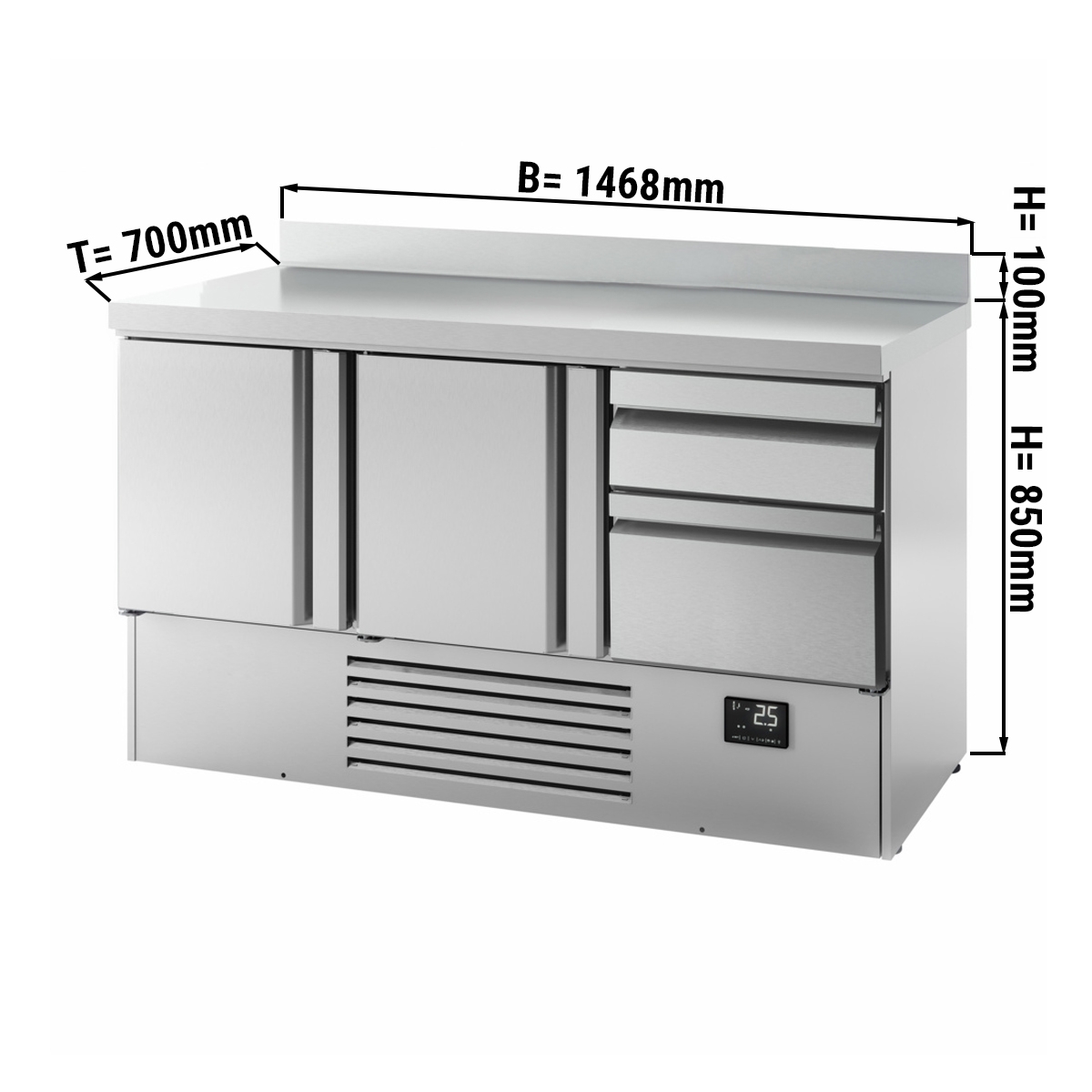 Refrigerated table (GN 1/1) - with 2 doors and 2 drawers