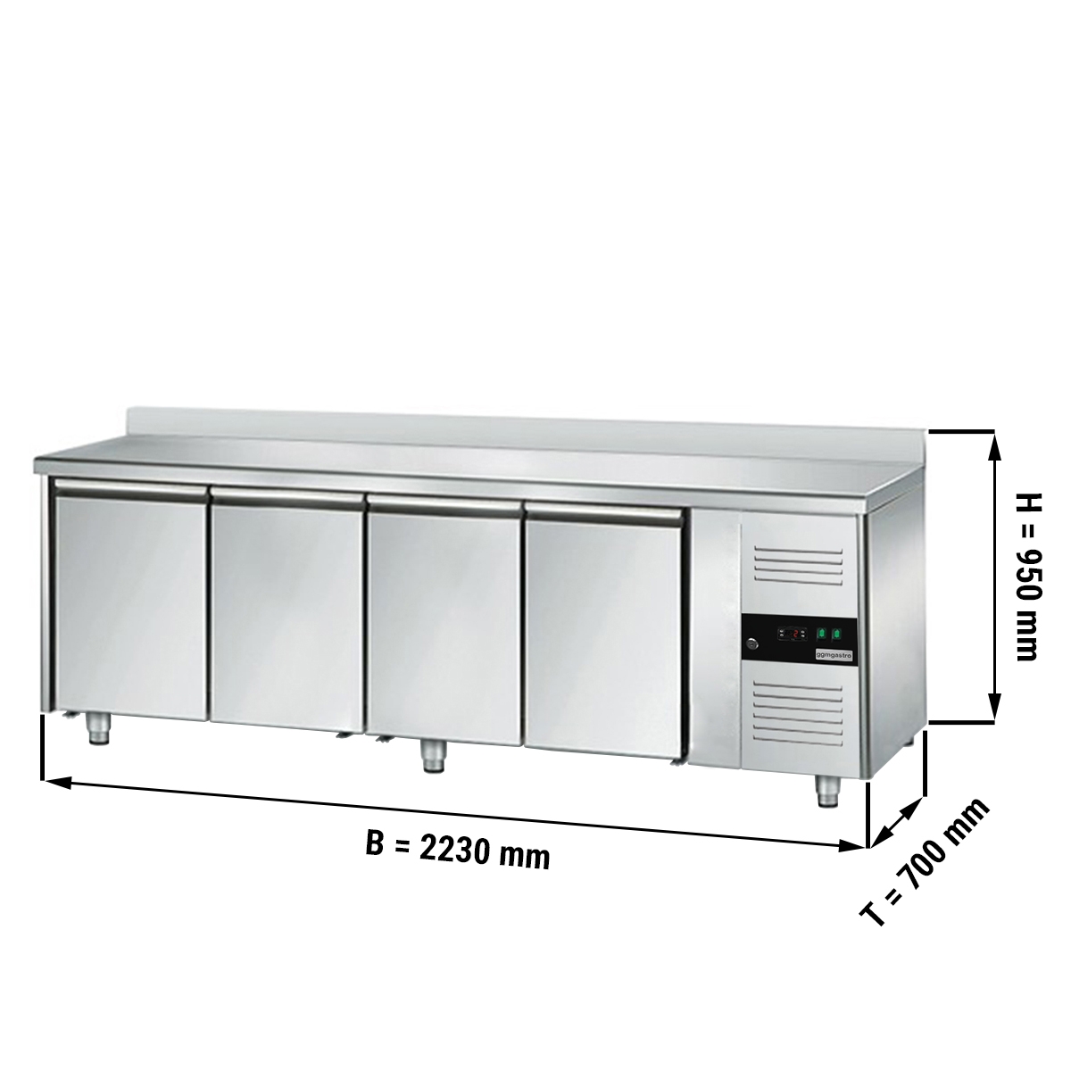 Kühltisch ECO - 2,2 x 0,7 m - mit 4 Türen