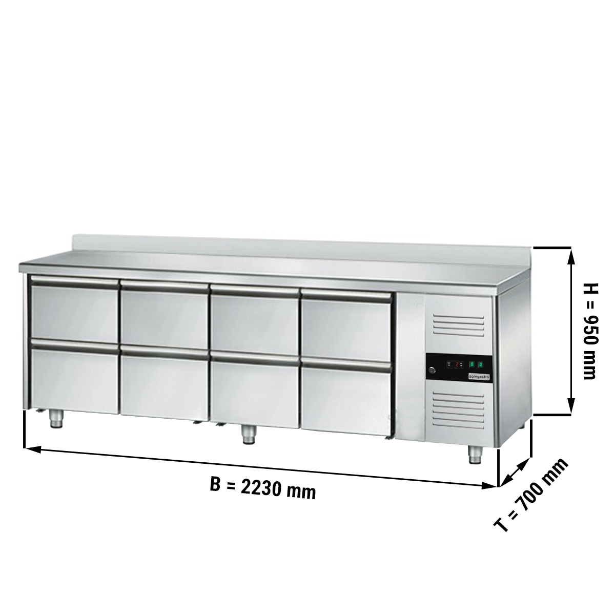 Kühltisch ECO - 2,2 x 0,7 m - mit 8 Schubladen 1/2