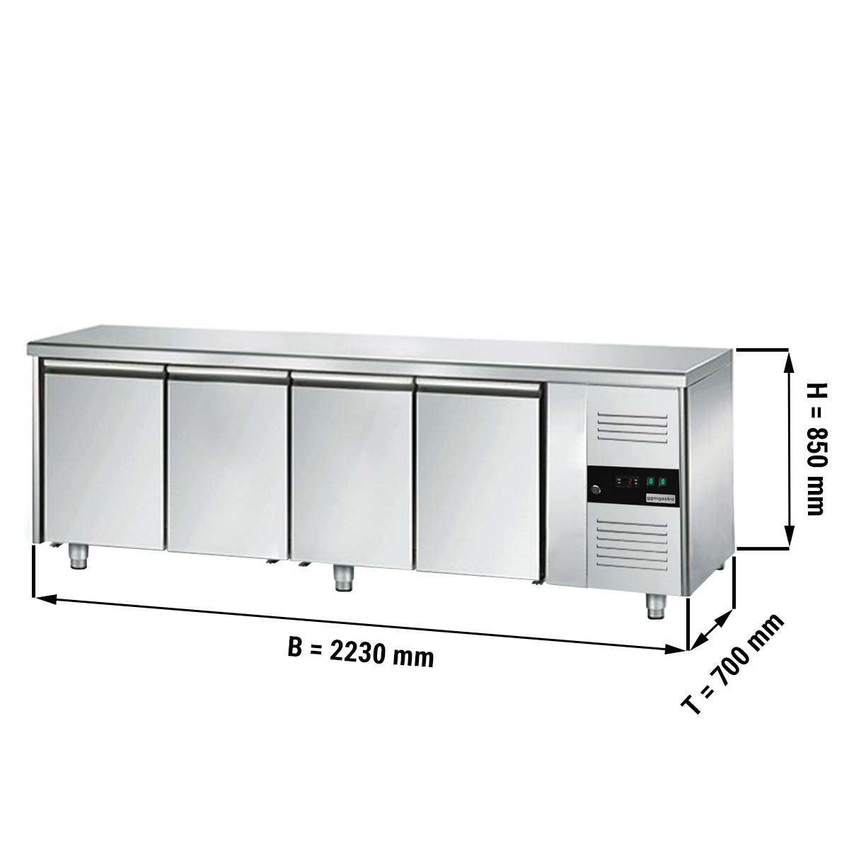 Kühltisch ECO - 2,2 x 0,7 m - mit 4 Türen