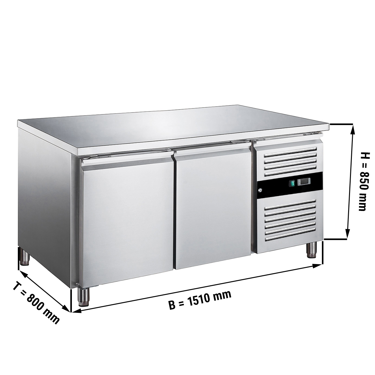 Bäckereikühltisch PREMIUM - 1,5 x 0,8 m - mit 2 Türen