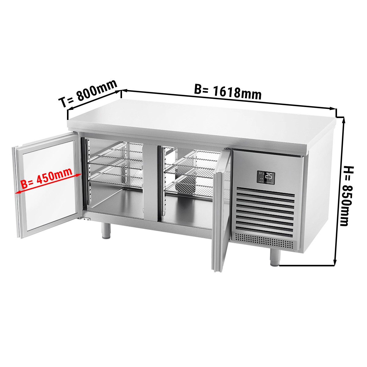 Bar refrigerated drinks table (EN) - with glass doors on both sides