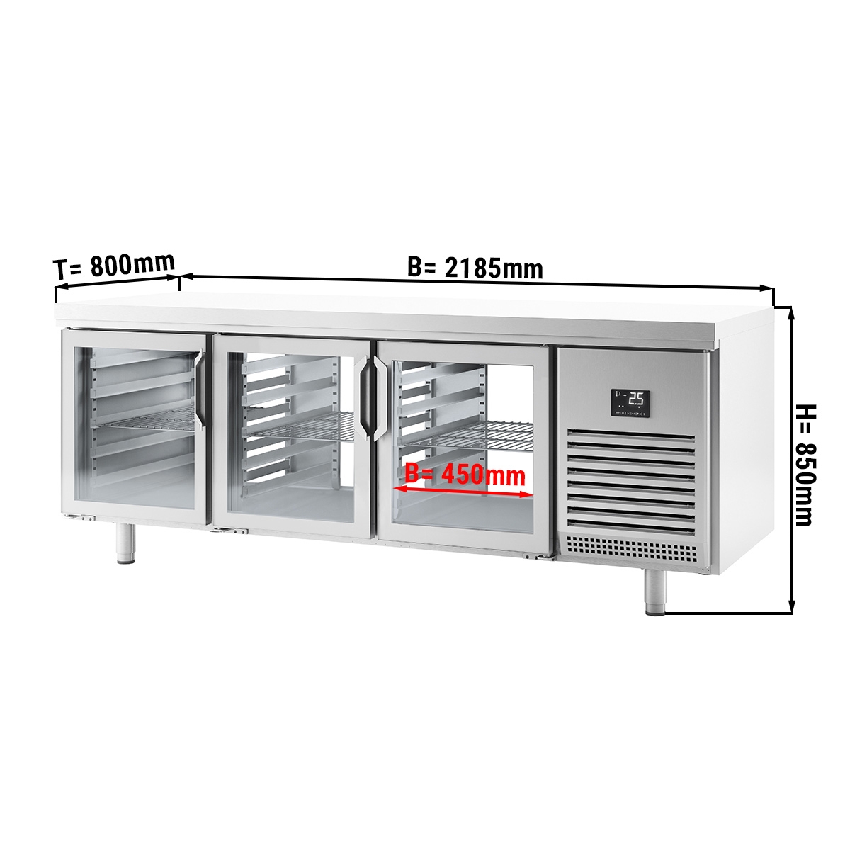 Bar refrigerated drinks table (EN) - with glass doors on both sides