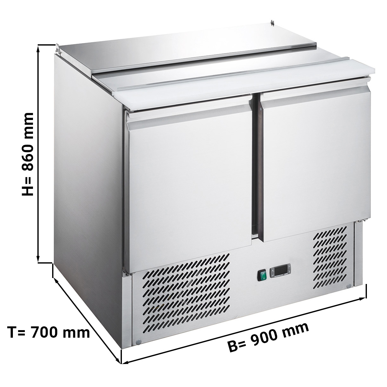 Saladette / Kühltisch PREMIUM - 0,9 x 0,7 m - mit 2 Türen