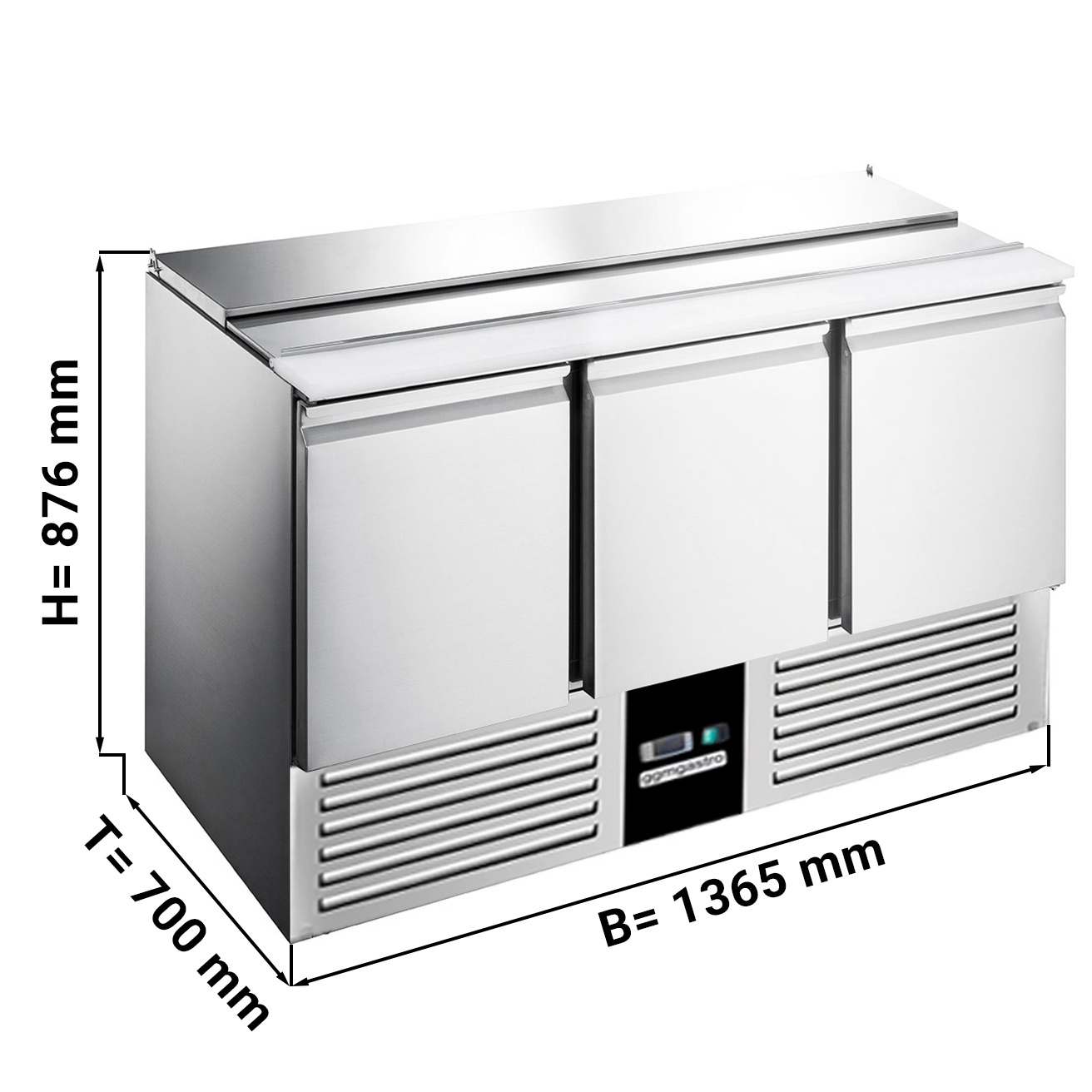 Saladette PREMIUM - 1,37 x 0,7 m - mit 3 Türen