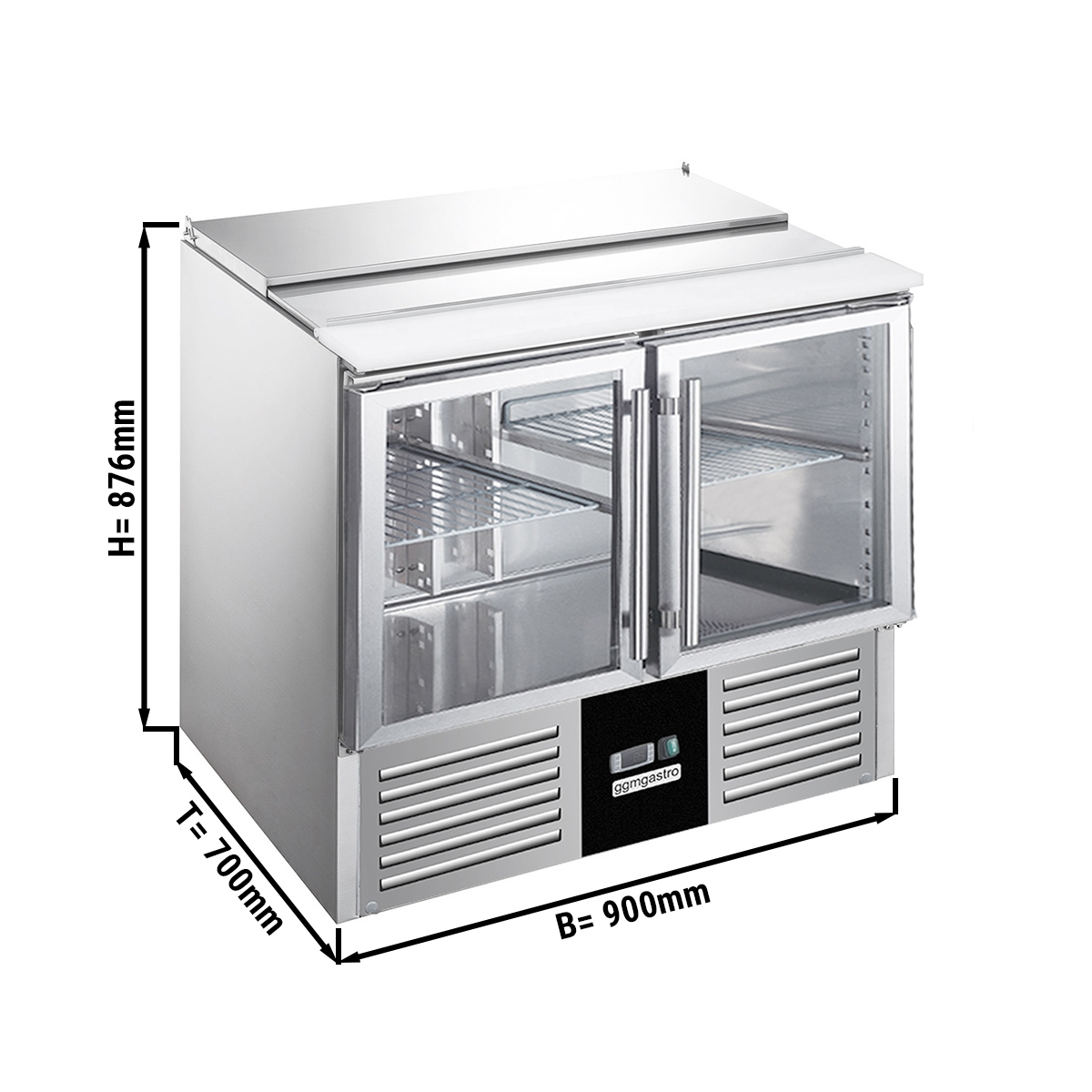 Saladete / Refrigerated Pizza table - 0,9 x 0,7 m - 2 glass doors