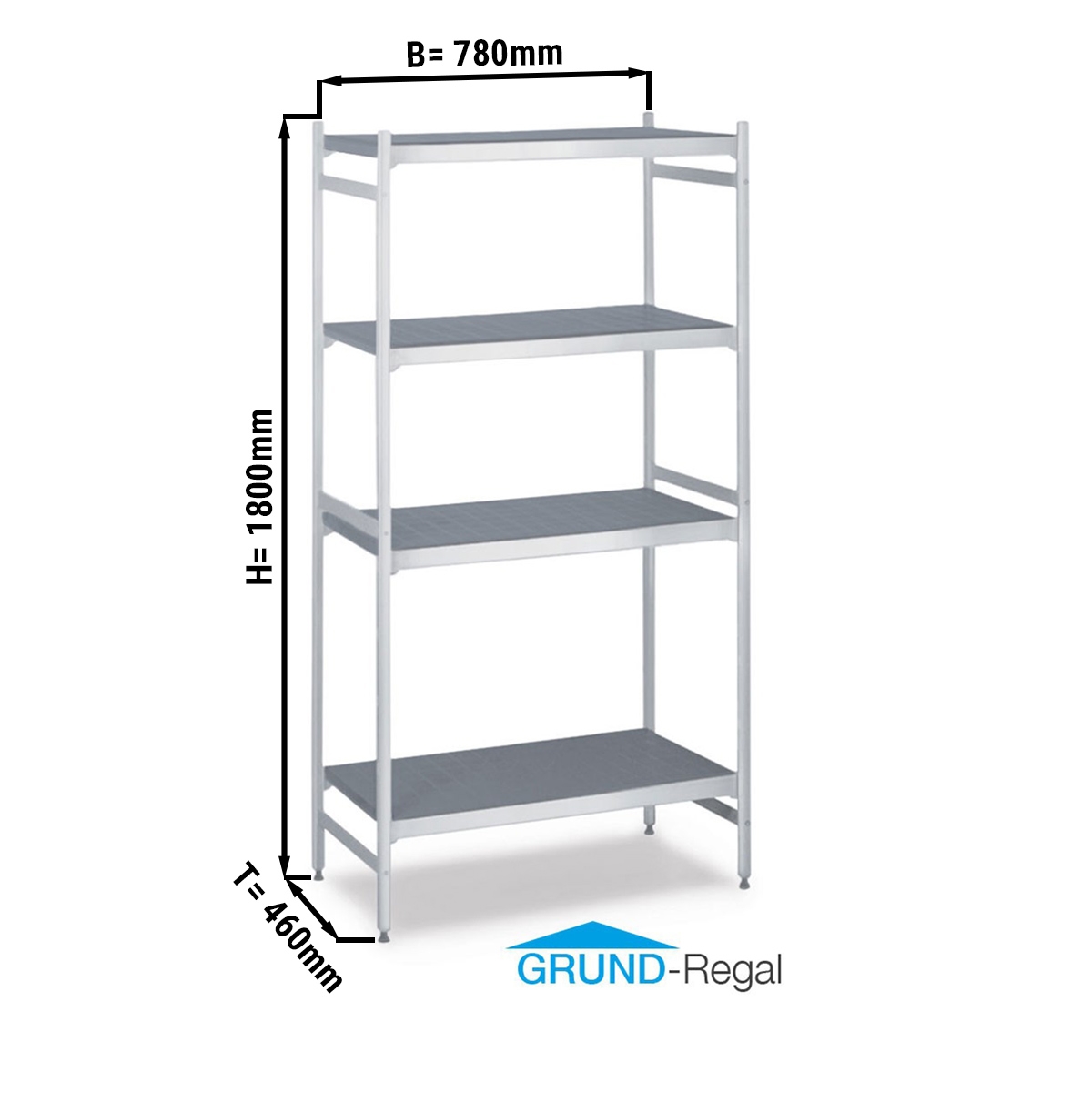 Aluminium basic shelf - 780 x 1800 mm