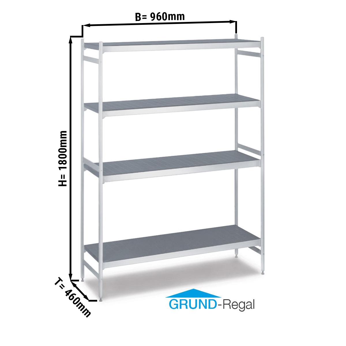 Aluminium basic shelf - 960 x 1800 mm