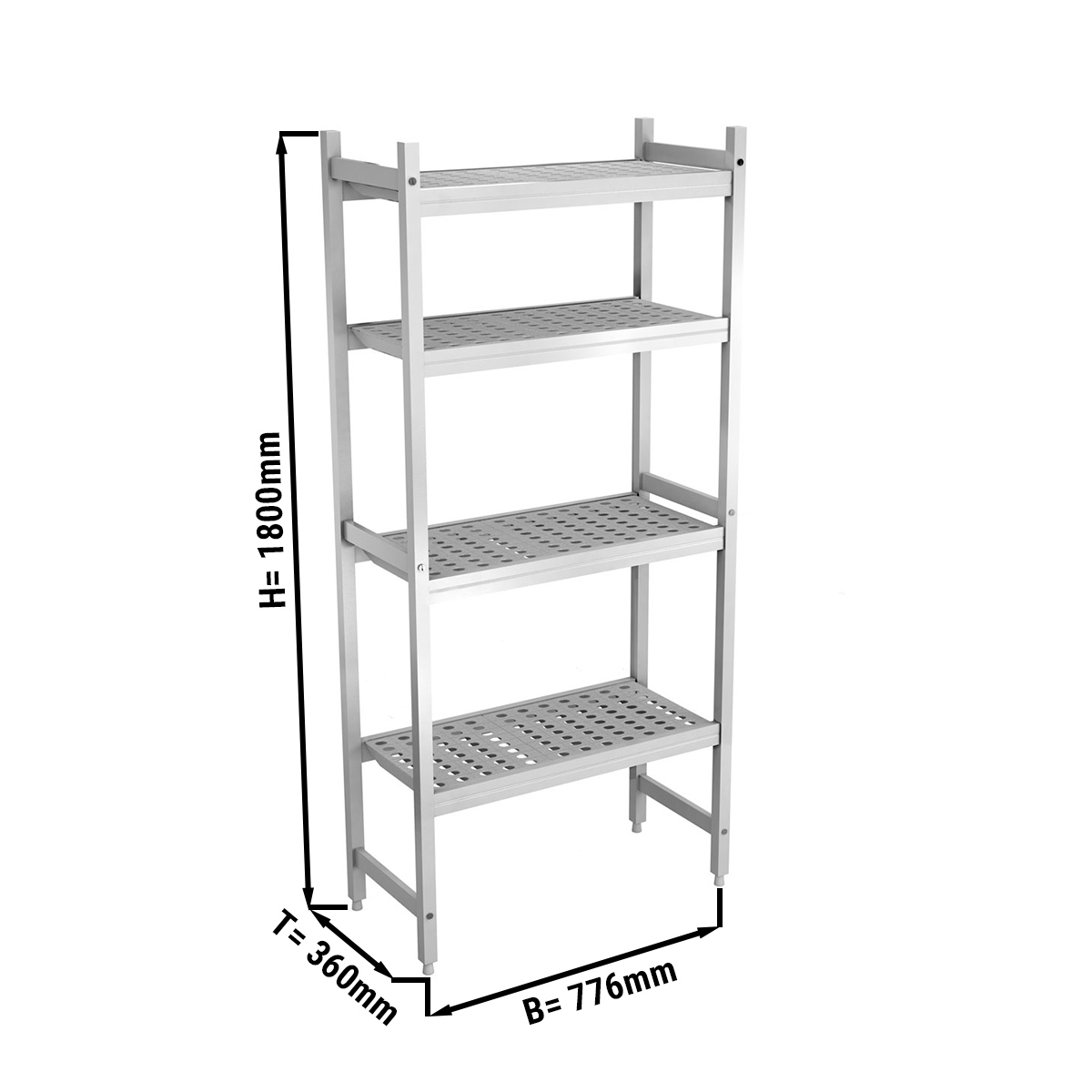 Aluminium basic shelf - 776 x 1800 mm