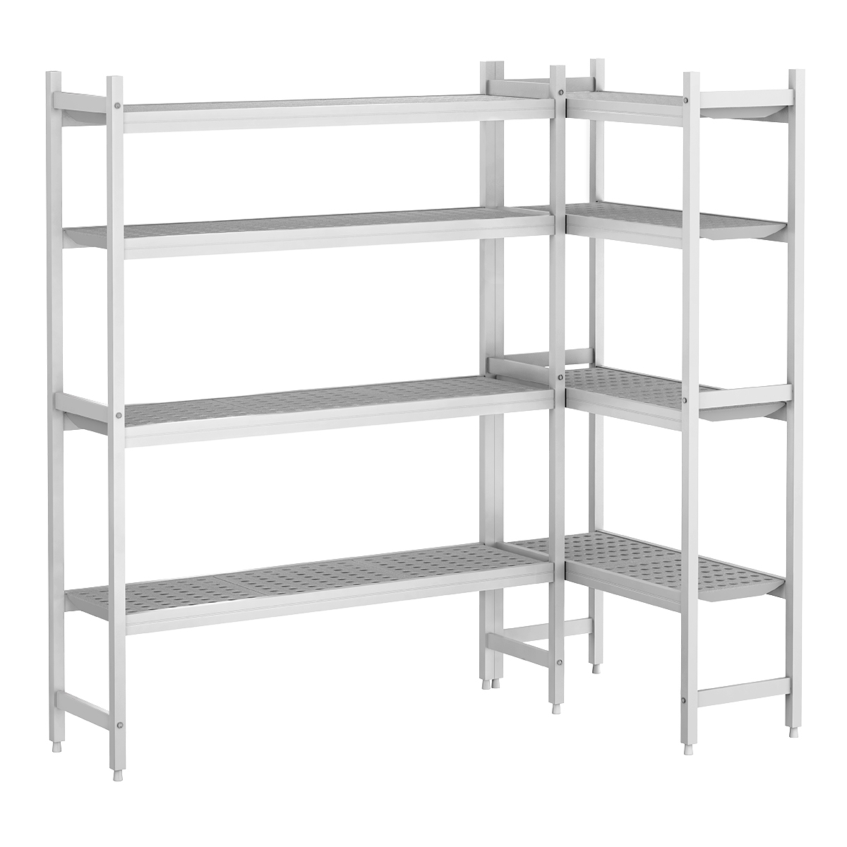 Shelf set aluminium - L-shape - overall depth: 460 mm
