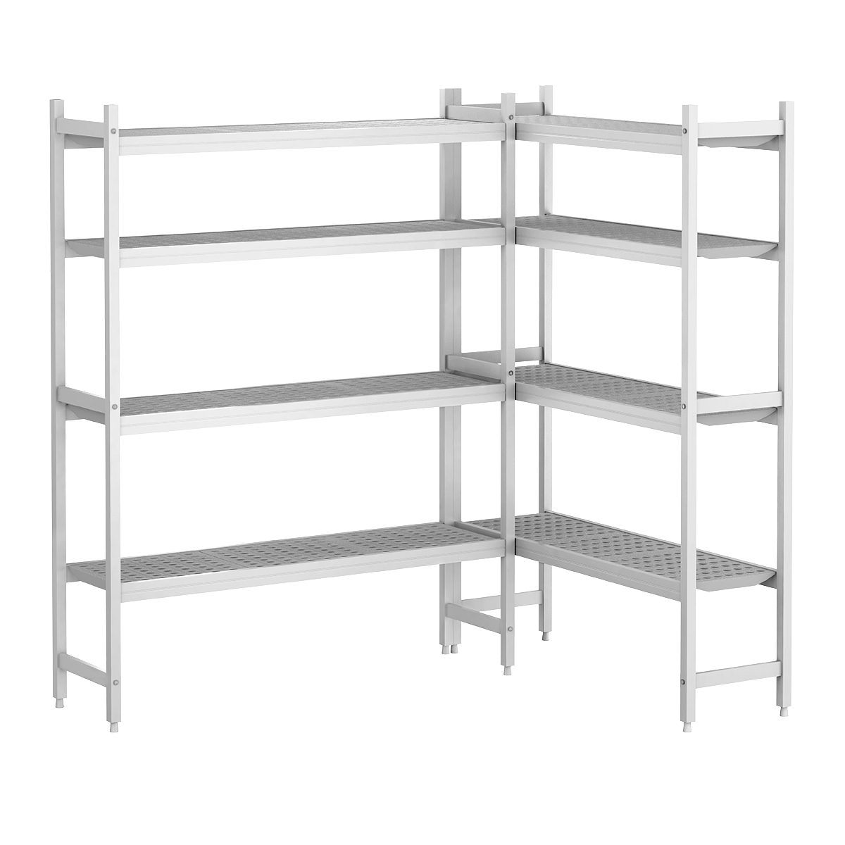 Shelf set aluminium - L-shape - overall depth: 460 mm