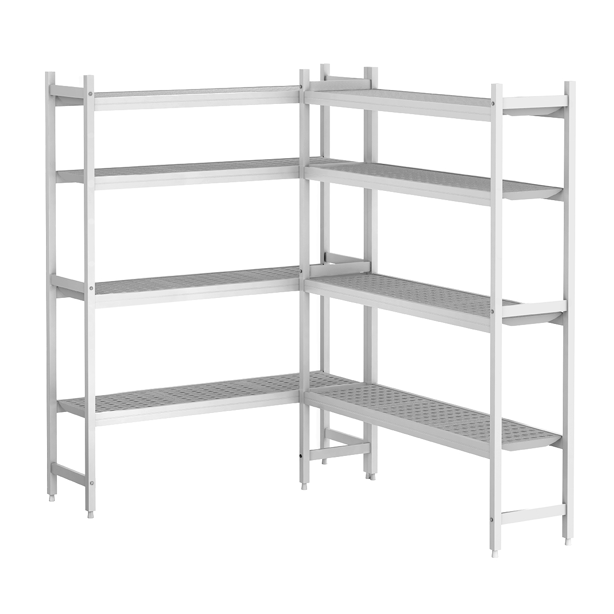 Shelf set aluminium - L-shape left - overall depth: 360 mm