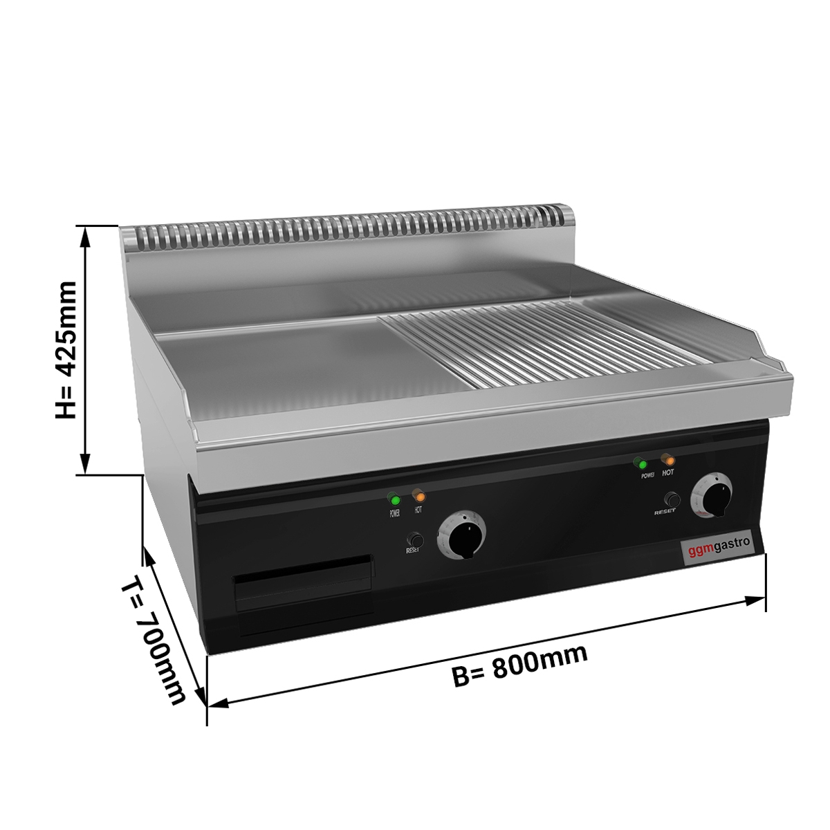 Electric griddle - smooth - grooved (8 kW)