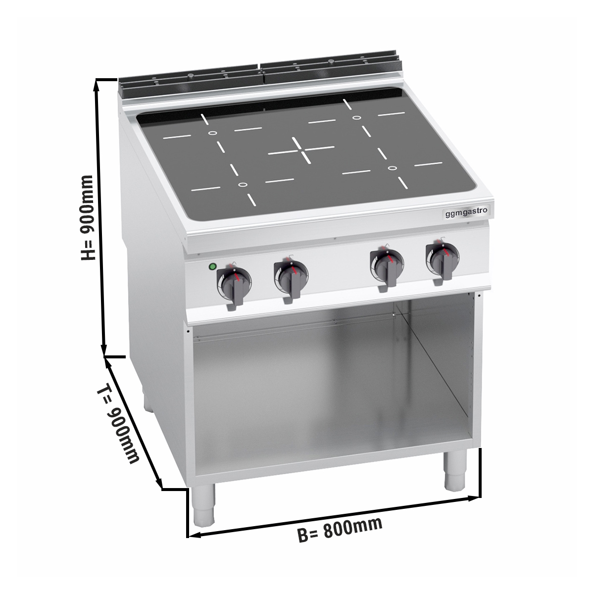 4x infrared hobs (16 kW)