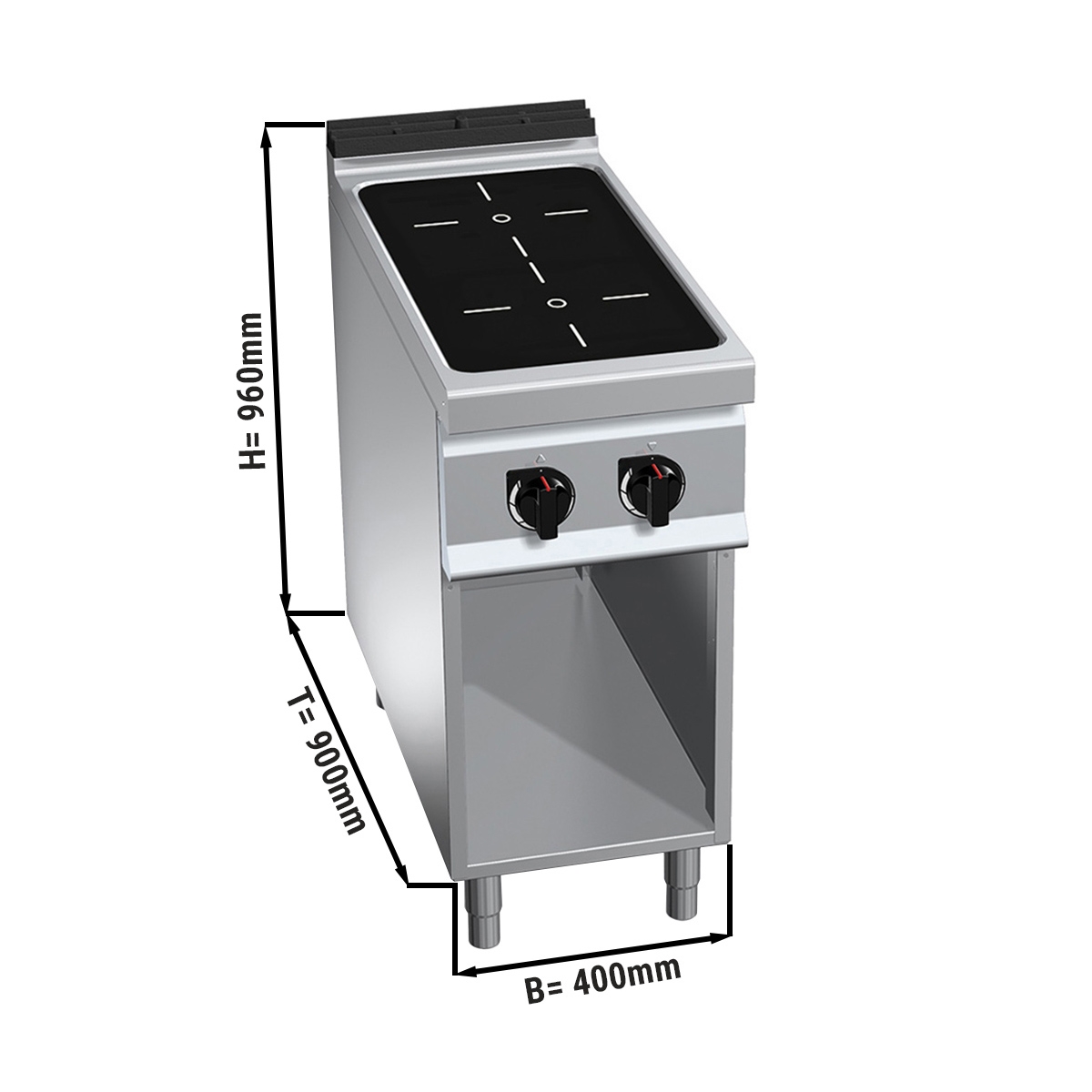 2x induction hobs (10 kW)