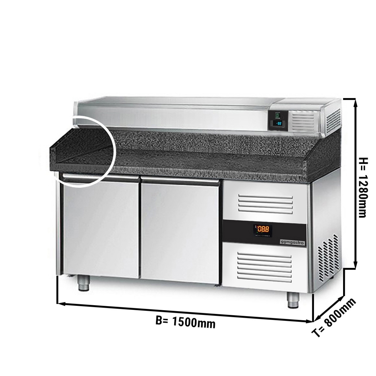 Pizzakülmlauad POS+AGSE 800 + must graniit