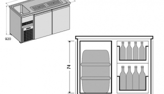 Beer counter 1,5 x 0,7 m - with 2 doors