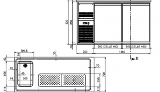Beer counter 1,5 x 0,7 m - with 2 doors