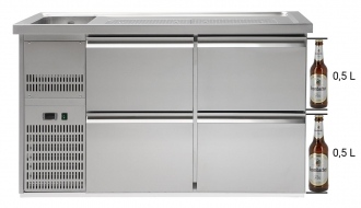 Beer counter 1,5 x 0,7 m - with 4 drawers 1/2