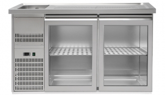 Beer counter 1.5 x 0.7 m - with 2 glass doors