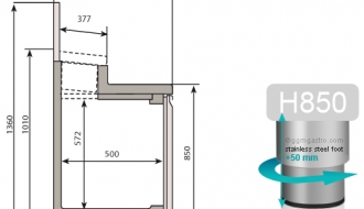 Ettevalmistuskülmlett - 1,96 x 0,7 m - 1 ukse ja 4 sahtliga 1/2