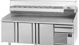 Pizza preparation refrigerator (EN) - with 3 doors and granite top