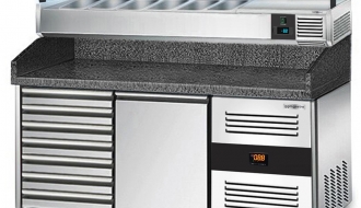 Refrigerated pizza table PREMIUM 1,5 x 0,8 m - with 1 door and 7 neutral drawers