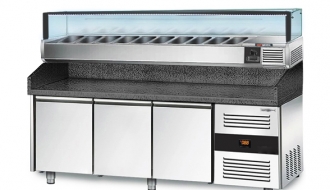 Refrigerated pizza table PREMIUM 2,0 x 0,8 m - with 3 doors