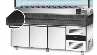 Refrigerated pizza table PREMIUM 2,0 x 0,8 m - with 3 doors