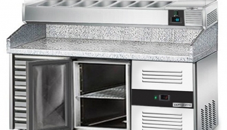 Refrigerated pizza table PREMIUM 1,5 x 0,8 m - with 1 door and 7 neutral drawers
