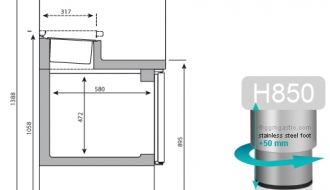 Refrigerated preparation table (GN) - with 3 doors