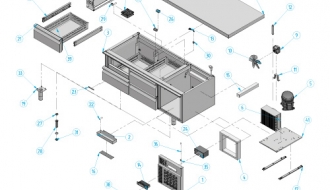 Refrigerated substructure (GN) with 4 drawers 1/3