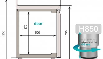 Refrigerated table - with 1 door and 6 drawers 1/2