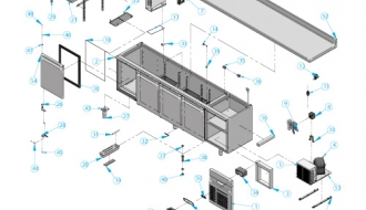 Refrigerated table - with 4 glass doors
