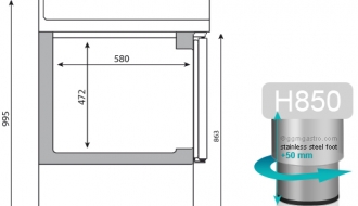 Refrigerated table - with 3 glass doors