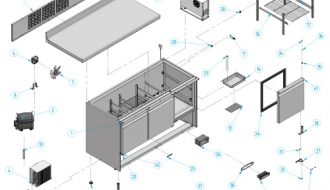 Refrigerated table (GN 1/1) - with 1 door and 4 drawers