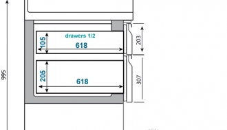Refrigerated table (GN 1/1) - with 1 door and 4 drawers