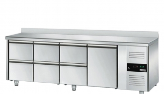 Kühltisch ECO - 2,2 x 0,7 m - mit 1 Tür & 6 Schubladen 1/2