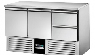 Saladette / Kühltisch PREMIUM - 1,37 x 0,7 m - mit 2 Türen & 2 Schubladen 1/2