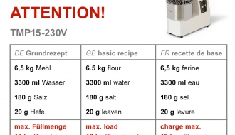 Dough kneading machine 15 liters / 10 kg - 230 Volt