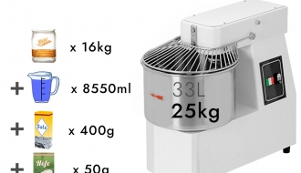 Dough kneading machine 33 liters / 25 kg - 230 Volt