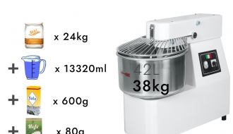 Dough machine 42 litres / 38 kg / + 2 speeds - 400 volt