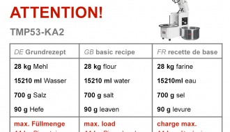 Dough machine 53 litres / 44 kg / + 2 speeds - 400 volt