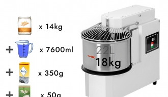Dough kneading machine 22 liters / 18 kg - 400 Volt