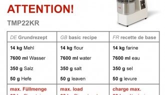 Dough kneading machine 22 liters / 18 kg - 400 Volt