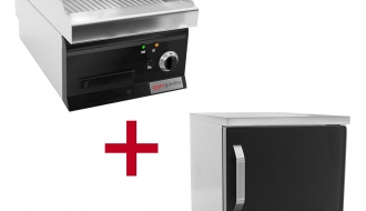 Electric griddle - grooved (4 kW) incl. base frame | grill plate | griddle plate | roaster | griddle | grill | gastronomy