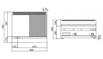 Electric griddle - smooth (8 kW) incl. base frame | grill plate | griddle plate | roaster | griddle | grill | gastronomy