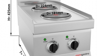 Electric stove 2x plates round (5.2 kW)