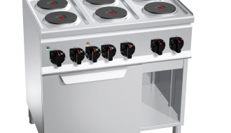 Electric cooker 6xplates round (12 kW) + Electric convection oven (3 kW)